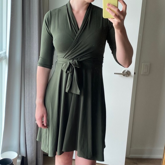 Olive Green Wrap Dress from Karina - Picture 1 of 5